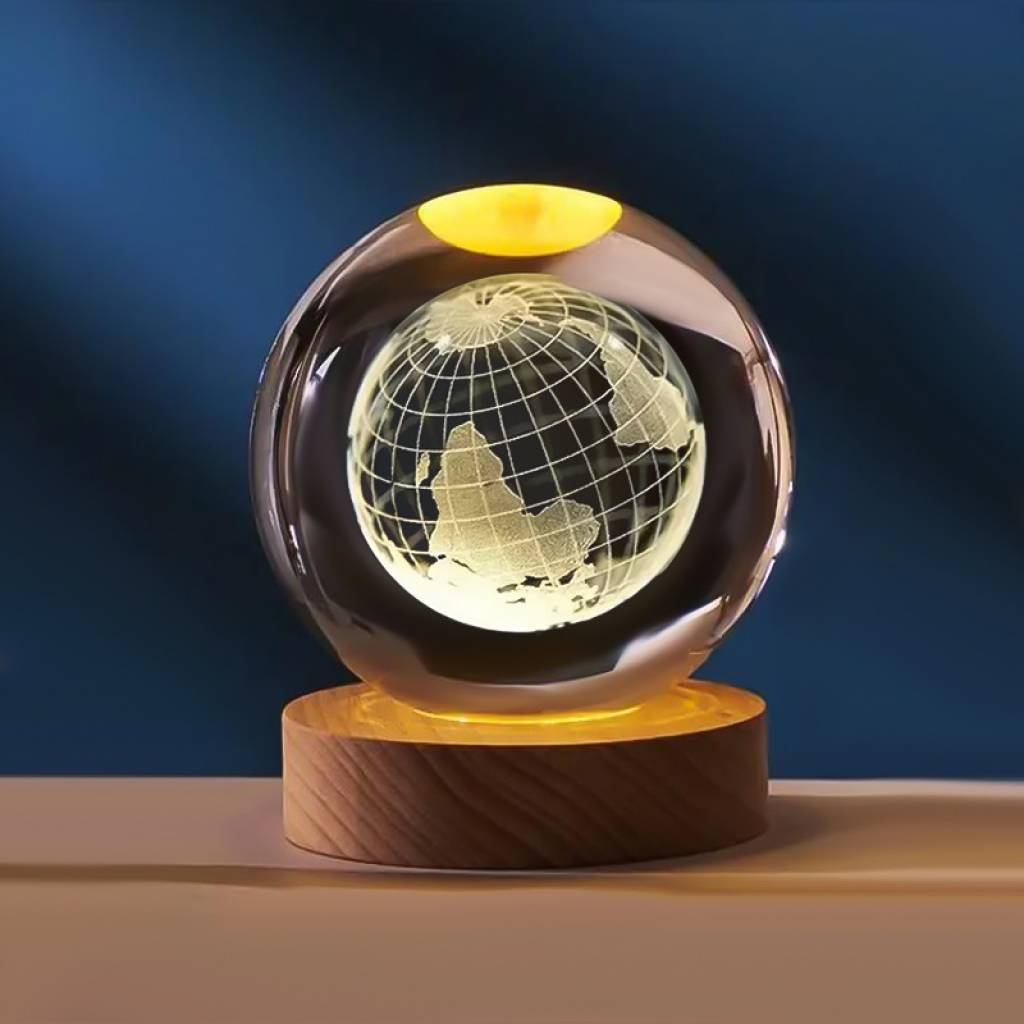 LÁMPARA ESFERA DE CRISTAL 8 CM TIERRA