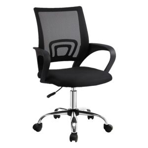 Silla De Escritorio Base Cromada Mesh Y Poliéster Negra