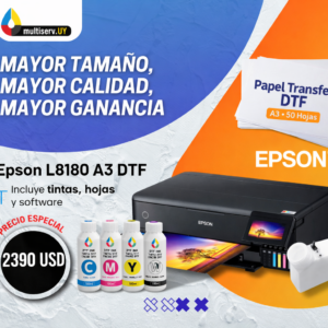 Epson L8180 EcoTank Sistema Continuo DTF + Software + Tintas + Papel